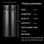 Mini Thermos Cute Water Bottle - 7 oz Tiny Insulated Vacuum 18/10 Stainless Steel Small Flask - Leak Proof & Spill Proof & Keeps Cold and Hot for Drink, Coffee, Tea - Black - Image 3