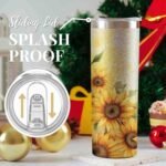 Onebttl Sunflower Gifts for Sunflower Lovers, 20oz Insulated Stainless Steel Tumblers with Lids and Straws, Perfect Gifts for Best Friend, Christmas, Birthday - Glitter - Image 5