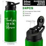 Bokon 24 Pack Thank You Appreciation Gifts Lightweight Aluminum Water Bottle Bulk Reusable Leakproof Water Bottle with Twist Cap Buckle for Gym Sports Camping Hiking(20 oz) - Image 3
