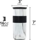 Elemental Artisan Insulated Tumbler, Triple Wall Coffee Travel Tumbler, Reusable Stainless Steel with Ceramic Lid, Thermal Coffee Cup for Hot (6 Hrs) & Cold (18 Hrs) 16oz - White Marble - Image 4