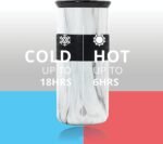 Elemental Artisan Insulated Tumbler, Triple Wall Coffee Travel Tumbler, Reusable Stainless Steel with Ceramic Lid, Thermal Coffee Cup for Hot (6 Hrs) & Cold (18 Hrs) 16oz - White Marble - Image 8