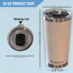20 oz Stainless Steel Tumbler with Magnetic Slide Lid – Double Wall Insulated Coffee Travel Mug, Leak Proof Iced Coffee Cup, Hot & Cold Tumbler (Blue) - Image 6