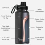 DRINCO Stainless Steel Water Bottle Spout Lid Vacuum Insulated Double Wall Water Bottle Wide Mouth (40oz 32oz 22oz 18oz 14oz) Leak Proof Keep Cold Sport Camping Hiking (32 oz, 32oz Black) - Image 4