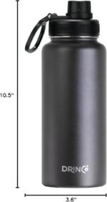 DRINCO Stainless Steel Water Bottle Spout Lid Vacuum Insulated Double Wall Water Bottle Wide Mouth (40oz 32oz 22oz 18oz 14oz) Leak Proof Keep Cold Sport Camping Hiking (32 oz, 32oz Black) - Image 5