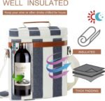 Zormy 3 Bottle Insulated Wine Tote Cooler Bag, Portable Carrier with Corkscrew Opener and Shoulder Strap for Beach Travel Picnic, Unique Carrier - Image 3