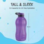 Oliveware Jumbo 2 Litre Water Bottle, 100% Leak Proof, BPA Free Premium Plastic Bottle, for Home, Office & Gym, Sturdy with Holder, Pack of 2 (Purple & Blue) - Image 4