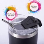 dscvr 2 Pcs Tumbler Replacement Lid Spill Proof, Shatter Resistant, Perfect Fit Lids Compatible with YETI Rambler, Ozark Trails,Fits Inside Diameter of 3.75 inch Tumbler (30 oz., Black) - Image 4