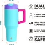 Elemental 32 oz 100% Leak Proof Tumbler with Handle & Straw - Stainless Steel Double Wall Insulated Tumbler for Hot and Cold Beverages - Travel Coffee Mug with Sip & Straw Lid - Blue Tie Dye - Image 3