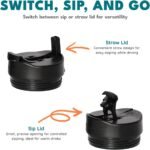 Elemental 32 oz 100% Leak Proof Tumbler with Handle & Straw - Stainless Steel Double Wall Insulated Tumbler for Hot and Cold Beverages - Travel Coffee Mug with Sip & Straw Lid - Blue Tie Dye - Image 4