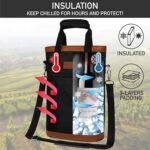 opux Two Bottle Wine Bag Carrier Tote, Insulated Leakproof 2 Bottle Wine Cooler Bag for Travel BYOB Picnic, Portable Wine Case, Gift for Men Women Wine Lover Birthday Party Christmas, Black - Image 4