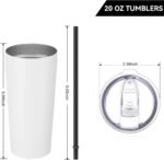 VEGOND 20oz Tumbler Bulk with Lid and Straw 1 Pack, Stainless Steel Vacuum Insulated Tumbler, Double Wall Coffee Cup Travel Mug, White - Image 4