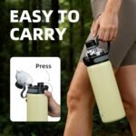 32 oz Insulated Stainless Steel Water Bottle with Straw, BPA-Free Vacuum Double Wall Leakproof Gym Sports Travel Bottle with Handle, Macaron green - Image 5