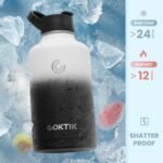 COKTIK 64 oz/Half Gallon Vacuum Insulated Jug, Double Walled Stainless Steel Sports Water Bottle with Reusable 2 Lids for Camping, Gym, Fitness or Office(Day & Night) - Image 4