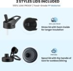 COKTIK 64 oz/Half Gallon Vacuum Insulated Jug, Double Walled Stainless Steel Sports Water Bottle with Reusable 2 Lids for Camping, Gym, Fitness or Office(Day & Night) - Image 5