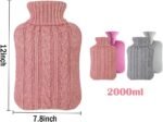 2pcs Rubber Hot Water Bottle with Knitted Cover, Warm Water Heat Bottles for Menstrual Cramps, Pain Relief, Winter Gift 2 Liter (Grey, Pink) - Image 3
