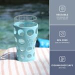Lifefactory 20-Ounce BPA-Free Indoor/Outdoor Beverage Glass with Protective Silicone Sleeve, 2-Pack, Aqua Teal - Image 3