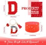 Red Cup Accessories Set for Stanley 30OZ & 40OZ Tumbler with Handle, Letter Charms, Bow & Diamond Straw Covers, Glitter Silicone Boot, Personalized Sticker for Stanley Cup Accessories (D) - Image 3