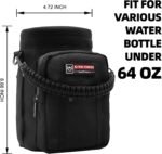 NATURE PIONEOR Water Bottle Holder with Adjustable Strap - 26/32/36/40/46/64oz Insulated Water Bottle Sling Carrier with Paracord Handle & 2 Pockets, Outdoor Sports, Hiking, Camping, Gym - Image 3