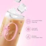 SANDJEST Monogrammed Glass Drinking Can Cup with Acrylic Lid and Straw, Personalized Frosted Iced Coffee Tumbler 16oz, Monogram Initial Gifts for Women Girls on Birthday (O) - Image 4