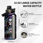 Horror Gifts, Skull Water Bottle Travel Tumbler Fortune Telling Cup with Lid 32oz, Goth Witchy Spooky Gifts for Women, Skull Goth Tarot Lover Gift for Christmas, 1 PCS - Image 3