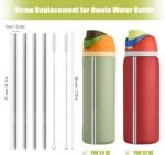 Metal Straw Replacement for Owala Water Bottle 24 oz 32 oz Accessories, With 2 Straw Cleaner, Reusable Stainless Steel Straws Compatible With Owala Water Bottle - 4pcs - Image 3