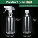 Cosywell Glass Spray Bottles 16.9oz/500ml 2 Pack Empty Spray Bottle for Cleaning Mist/Stream Heavy Duty Water Spraying Bottle for Cooking Solutions Essential Oils Hair Care(Clear) - Image 3