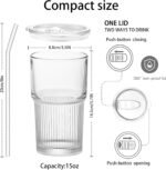 18.5oz Glass Cups with Lids and Straws - Set of 2 Reusable Tumblers, Thickened Shatter-Resistant Glass, Ideal for Iced Coffee, Smoothies, Cocktails, Juices - Elegant & Durable Drinkware - Image 3