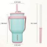 BJPKPK 30 OZ Insulated Travel Tumbler with Handle and Straw, Stainless Steel Water Bottle, Double Wall Vacuum Insulated Mug, for Work, Car, Travel, Guava - Image 4