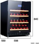 Freestanding Large Capacity Wine Refrigerator 44 Bottle Thermostat 118L Cellar Grade Wine Cabinet with LED Display Temperature Range: 5-22℃ Black (Without Transformer Style A) - Image 3