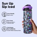 Encool SwiftSip Insulated Stainless Steel Water Bottle with Straw - Leak Proof Sports Water Bottle for School, Travel, Keeps Cold All Day, One-Touch Flip Lid, BPA-Free, 24 oz, Floral Afterlife - Image 5