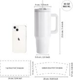 PYD Life 4 Pack Sublimation Tumblers 30 OZ with Removable Handle White Blanks Stainless Steel Cups Mugs with Lid and Plastic Straw for Tumbler Heat Press Sublimation Oven Printing - Image 3