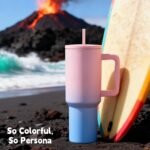 40 oz Tumbler with Handle and Straw & 6PCS Cup Accessories for 40 oz Cup - Vacuum Insulated Stainless Steel Double Wall Water Bottle Travel Coffee Mug - Holiday Gifts for Women Men (Bubble) - Image 4