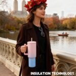 40 oz Tumbler with Handle and Straw & 6PCS Cup Accessories for 40 oz Cup - Vacuum Insulated Stainless Steel Double Wall Water Bottle Travel Coffee Mug - Holiday Gifts for Women Men (Bubble) - Image 5