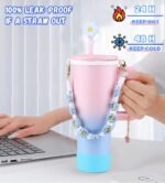 40 oz Tumbler with Handle and Straw & 6PCS Cup Accessories for 40 oz Cup - Vacuum Insulated Stainless Steel Double Wall Water Bottle Travel Coffee Mug - Holiday Gifts for Women Men (Bubble) - Image 8