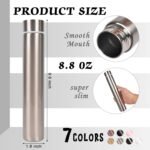 ChezMax Slim Thin Stainless Steel Vacuum Insulated Water Bottle Leak Proof Eco-Friendly Travel Cup Sports Drink Bottle 8.8OZ Silvery - Image 4