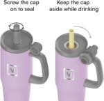 40oz Tumbler with Handle Vacuum Stainless Steel Travel Mug Car Cup Vacuum Water Bottle Keep Drinks Cold and Hot for Gifts Party Office Coffee (Color Lilac) - Image 4