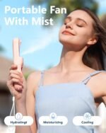SWEETFULL Misting Fan Portable, Handheld Personal Mister Fans, Small Fan Rechargeable, Mini Spray Water Mist, Kids Women Portable Fans For Travel, Outdoors, Hiking, Camping Home Office (Pink) - Image 3
