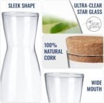 Bormioli Rocco Ypsilon Carafe with Cork Top - 18.5 oz Star Glass Water Pitcher & Juice Carafe with Modern Design Wide Mouth for Ice - Stylish Drinkware for Kitchen or Entertaining, Made in Italy - Image 4