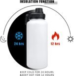 32oz Stainless Steel Sublimation Sports Water Bottle,Insulated Thermos Mugs with Shrink Wrap Films and Wide Mouth Lid,Double Wall Vacuum Tumbler Keeps Liquids Hot or Cold (White 6 PACK) - Image 4