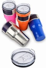 2 Replacement Lids for Stainless Steel Tumbler Travel Cup,Splash Proof Open,Fits of Inner diameter 3.7 to 3.74 INCH Yeti Rambler and More Cooler Cup (30OZ,Transparent) - Image 5