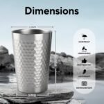 5 Pcs 12 oz Honeycomb Small Metal Cup, Double Wall Vacuum Stainless Steel Insulated Cup, Reusable Camping Cups Unbreakable Indoor Outdoor for Party, Home, Office, BBQ, Silver - Image 3