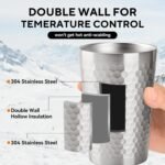5 Pcs 12 oz Honeycomb Small Metal Cup, Double Wall Vacuum Stainless Steel Insulated Cup, Reusable Camping Cups Unbreakable Indoor Outdoor for Party, Home, Office, BBQ, Silver - Image 4