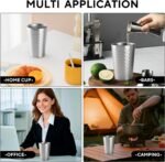 5 Pcs 12 oz Honeycomb Small Metal Cup, Double Wall Vacuum Stainless Steel Insulated Cup, Reusable Camping Cups Unbreakable Indoor Outdoor for Party, Home, Office, BBQ, Silver - Image 6