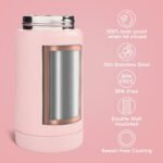 12 oz Water Bottle, 2 pack Kids Water Bottles for School, Toddler Water Bottle with Straw & Handle, 304 Stainless Steel Insulated Water Bottle, Non-slip Silicone Base, BPA Free, Pink Two Piece - Image 4