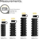 purifyou 40oz / 32oz / 22oz / 12oz Borosilicate Glass Water Bottle with Time & Volume Markers, Silicone Sleeve, Stainless Steel Lid | Reusable Glass Bottle for Water & Juice (40oz Jet Black) - Image 3