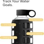 purifyou 40oz / 32oz / 22oz / 12oz Borosilicate Glass Water Bottle with Time & Volume Markers, Silicone Sleeve, Stainless Steel Lid | Reusable Glass Bottle for Water & Juice (40oz Jet Black) - Image 4
