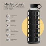 purifyou 40oz / 32oz / 22oz / 12oz Borosilicate Glass Water Bottle with Time & Volume Markers, Silicone Sleeve, Stainless Steel Lid | Reusable Glass Bottle for Water & Juice (40oz Jet Black) - Image 5