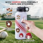 Baseball Water Bottles for Boys 32 oz and 100 PCS Baseball Stickers Sports Insulated Stainless Steel Water Bottle Baseballs Accessories Stuff Gear Gifts For 8-12 12-14 Player - Image 4