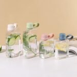 Transparent Flat Water Bottle, Slim Square Bottle Portable Water Flask, BPA Free/Slim Design/Leak Proof, Reusable Water Bottle for Travel, Outdoor, Sports, Camping. (White, 500ML), SLFBZ01 - Image 7