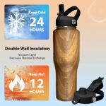 SENDESTAR 32oz Water Bottle Wide Mouth Stainless Steel Vacuum Insulated Double Wall with Straw Lids Fit in Any Car Cup Holder - Image 3